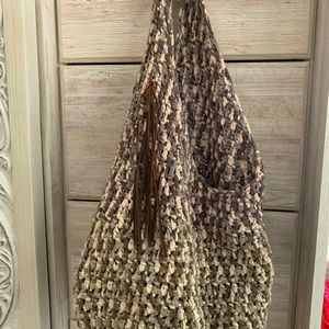 Hand Made Market Bag with Leather Bottom